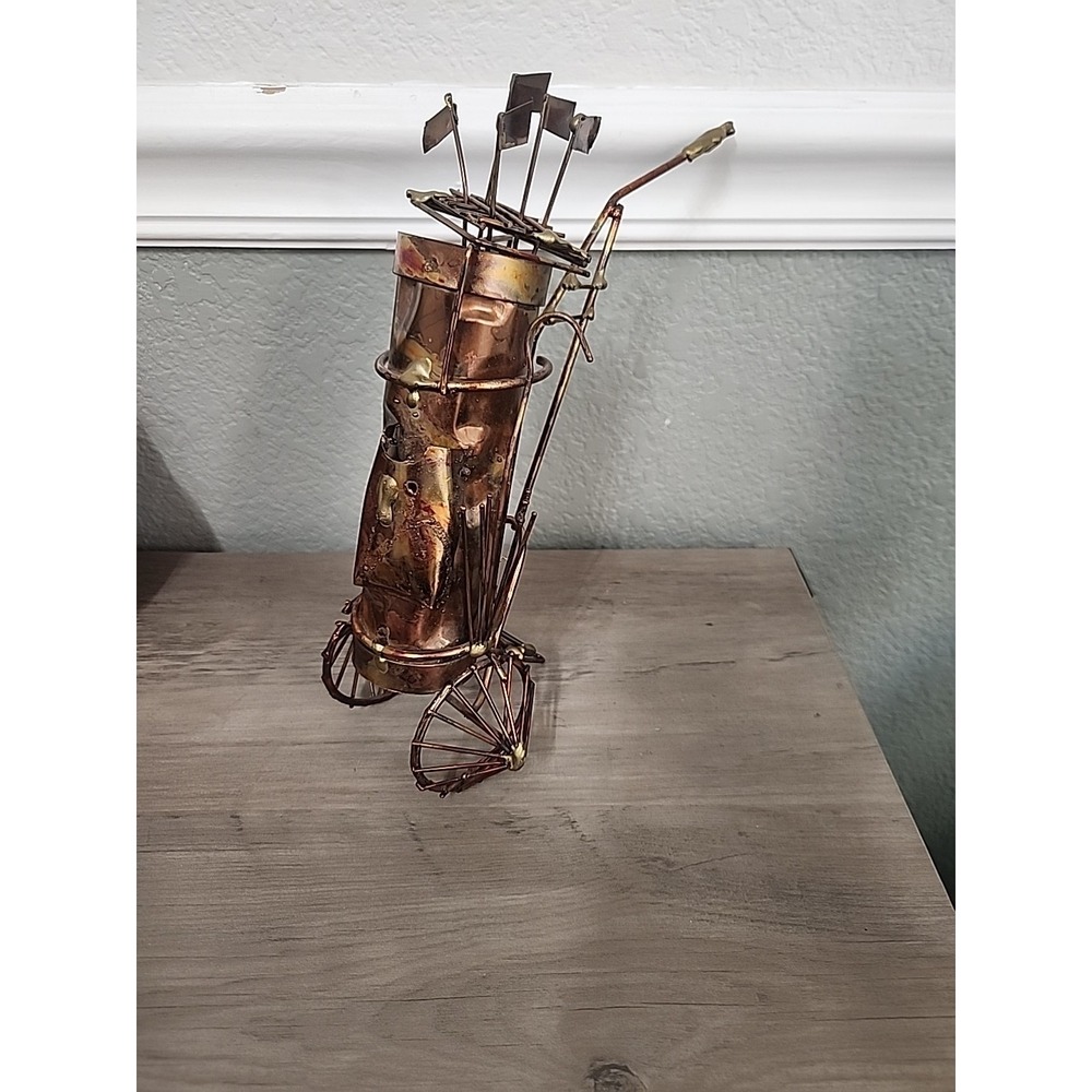 Vintage Enesco 1975 Metal Art‎ Sculpture Golf Clubs Golfing